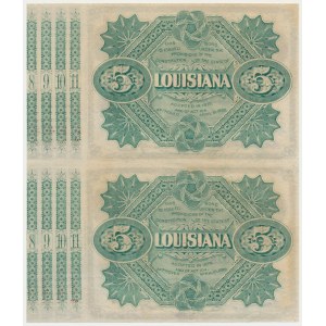 USA, Louisiana, uncut sheet 2x 5 Dollars 1879 Baby Bond