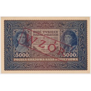 5,000 mkp 1920 - MODEL - II Séria A 000,000 - RARE - nulové číslovanie