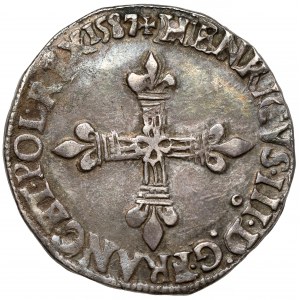 Henrich z Valois, 1/4 ecu 1587-9, Rennes