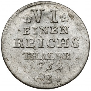 Schlesien, Friedrich II. der Große, 1/6 Taler 1752-B, Wrocław