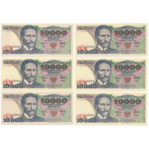 10.000 złotych 1987 - F i L - zestaw (6szt)