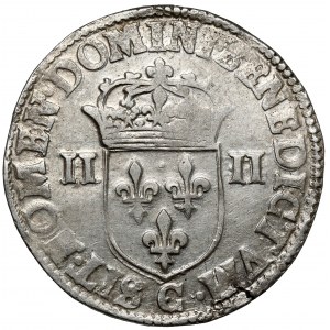 Jindřich z Valois, 1/4 ecu 1587-C, Saint-Lô - velmi pěkný