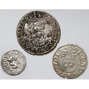 Ľudovít z Anjou - Ján II Kazimír, denár, polpenca a šesťpence - sada (3ks)