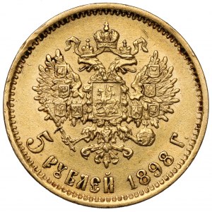 Rusko, Mikuláš II, 5 rublů 1898 AG, Petrohrad