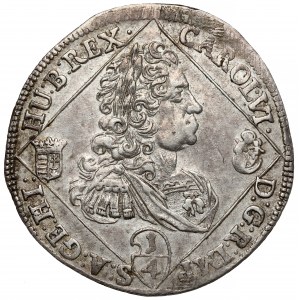 Hungary, Karl III, 1/4 thaler 1734 NB, Nagybanya