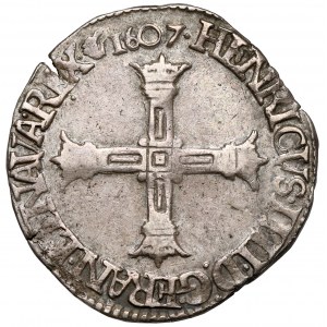 France, Henry IV, 1/4 ecu 1607