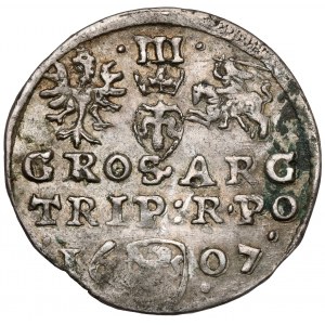 Zygmunt III Waza, Trojak Kraków 1607 - bardzo rzadki