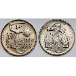 Próba CuNi 10 złotych 1965 - VII wieków Warszawy - zestaw (2szt)