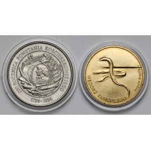 20.000 złotych 1994 Powstanie Kościuszkowskie i 2 złote 2003 Węgorz - zestaw (2szt)