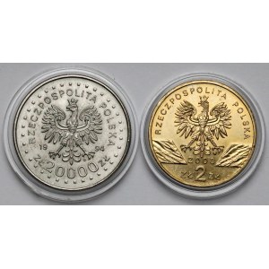 20.000 Gold 1994 Kościuszko-Aufstand und 2 Gold 2003 Aal - Satz (2 Stck.)