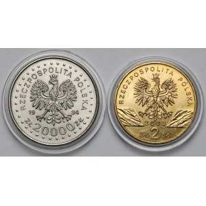 20 000 zlatých 1994 Kościuszkovo povstanie a 2 zlaté 2003 Úhor - sada (2ks)