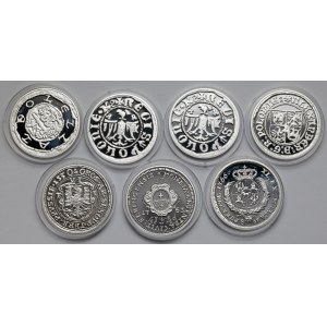 Srebrne repliki monet Polski Królewskiej 2009 - zestaw (7szt)