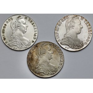 Austria, Maria Theresa, Thaler 1780 - Restrike - lot (3pcs)
