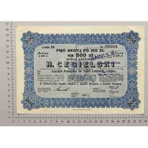 H. CEGIELSKI Tow. Akc., Lit.B, 5x 100 zł 1929