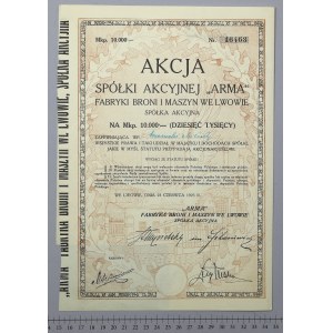ARMA Fabryki Broni i Maszyn we Lwowie, 10.000 mkp 1923 - imienna