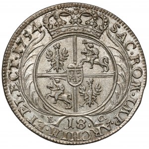 August III Sas, Ort Lipsk 1754 EC - szeroka głowa