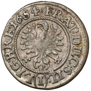 Schlesien, Drei Brüder, 1 krajcar 1654, Brzeg - kleiner Adler