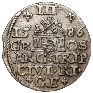 Stefan Batory, Trojak Riga 1586 - kříže