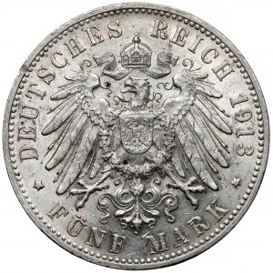 Württemberg, 5 Mark 1913-F