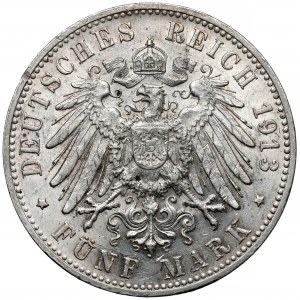 Württemberg, 5 mark 1913-F