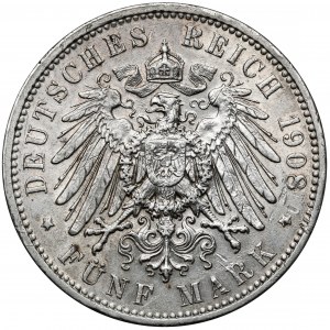 Sachsen, 5 Mark 1908-E
