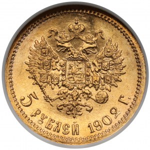 Rusko, Mikuláš II., 5 rubľov 1902 AP, Petrohrad