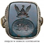Poľsko (?), erbový prsteň s orlom a iniciálami JG