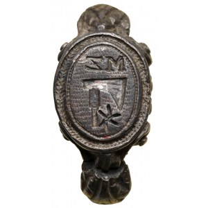 Polen (?) Wappen-Siegelring mit Initialen MŻ