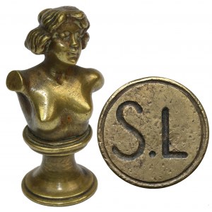 Stempel mit Büste einer Dame und Initialen S.L