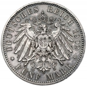 Sachsen, 5 Mark 1902-E - schön