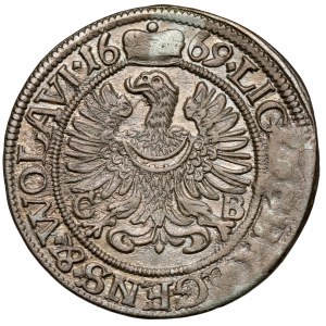 Slezsko, Valašský Kryštof, 3 krajcary 1669 CB, Brzeg