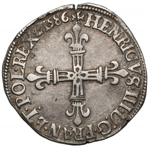 Heinrich von Valois, 1/4 ecu 1586-C, Saint-Lô