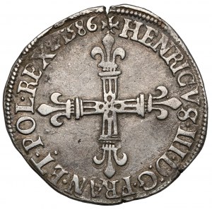Jindřich z Valois, 1/4 ecu 1586-C, Saint-Lô