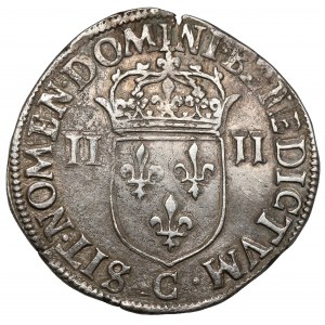 Heinrich von Valois, 1/4 ecu 1586-C, Saint-Lô