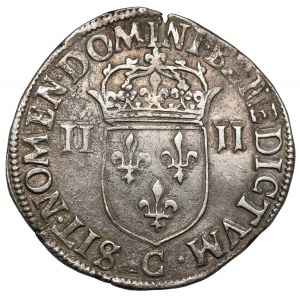 Henrich z Valois, 1/4 ecu 1586-C, Saint-Lô