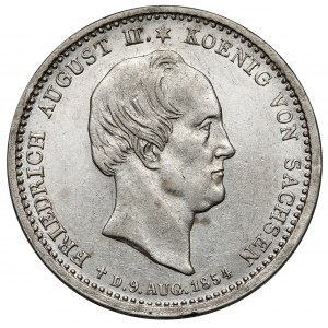 Sasko, 1/6 thalier 1854 - úmrtie Friedricha Augusta II.