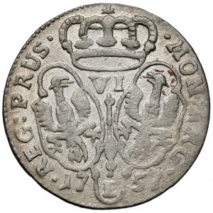 Prussia, Friedrich II, 6 groschen 1757-E