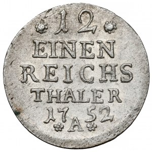 Prussia, Friedrich II, 1/12 thaler 1752-A