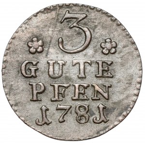 Prussia, Friedrich II, 3 gute pfennig 1781-A