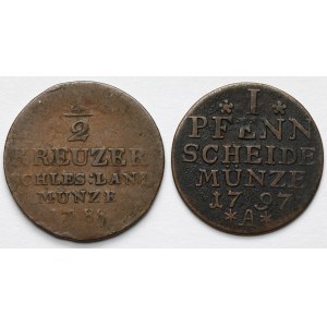 Prusko, Fenig 1797-A a 1/2 krajcar 1788 - sada (2ks)