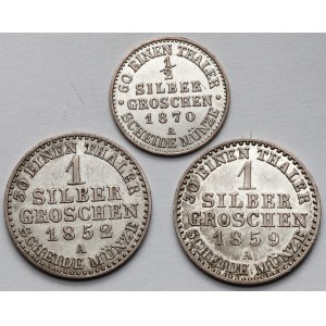 Prusko, 1/2 - 1 strieborná minca 1852-1870 - sada (3ks)