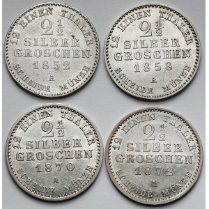 Prusko, 2-1/2 stříbrné groše 1852-1872 - sada (4ks)