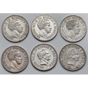Prusko, stříbrný haléř 1823-1851 - sada (6ks)
