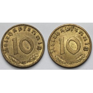 10 pfennig 1937 E and J - lot (2pcs)