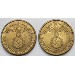 10 pfennig 1937 E and J - lot (2pcs)