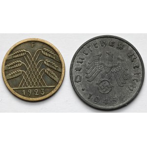 5 fenigů 1923-F a 10 fenigů 1945-A - sada (2ks)