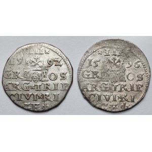 Zygmunt III Waza, Trojaki Ryga 1592-1596 - zestaw (2szt)