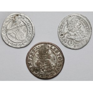 Austria, w tym Śląsk, Leopold I, 1 krajcar 1699-1701 - zestaw (3szt)