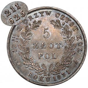 Novemberaufstand, 5 Zloty 1831 KG - OHNE KREUZE