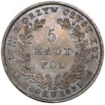 Novemberaufstand, 5 Zloty 1831 KG - OHNE KREUZE